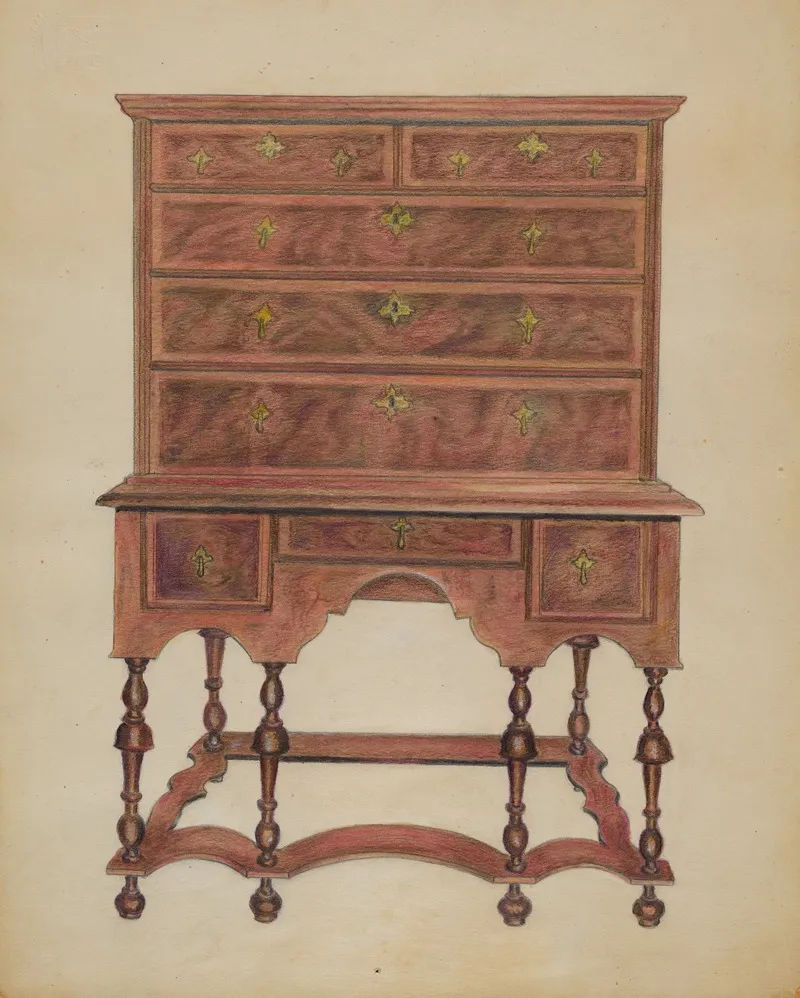 High Chest Of Drawers by Carl Weiss - Canvas Print