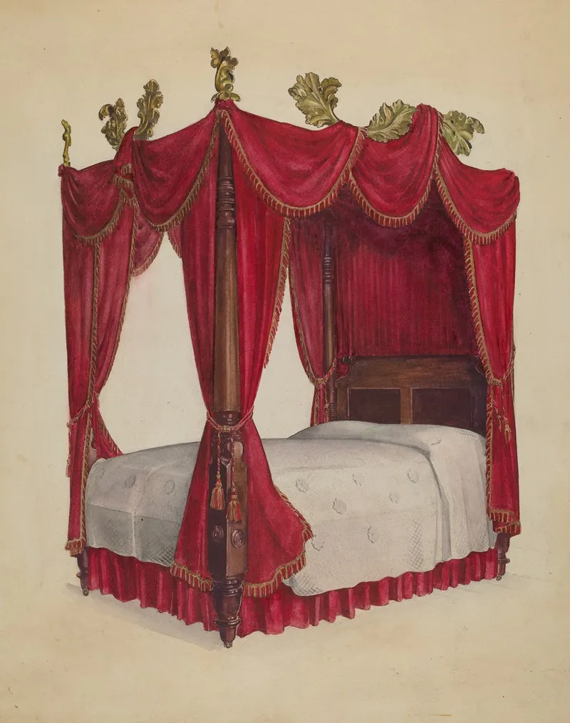 High Post Bed by Florence Choate - Canvas Print