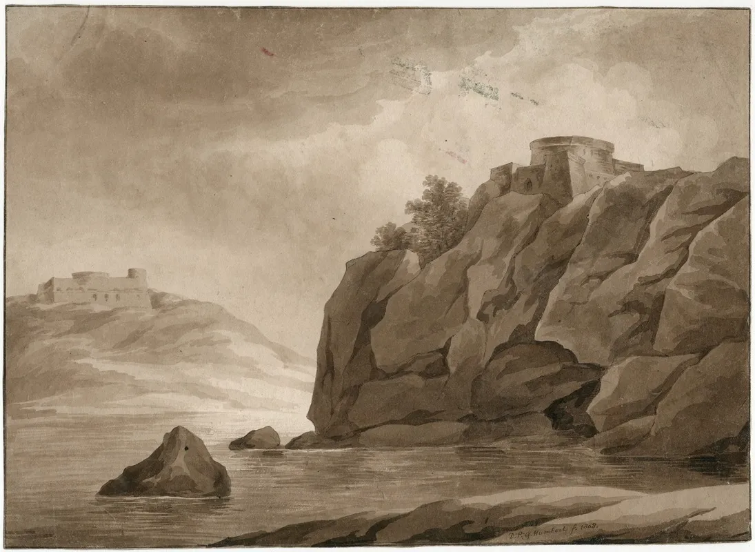 High Rocks With Fortress On Both Sides Of A River by David Humbert de Superville - Canvas Print