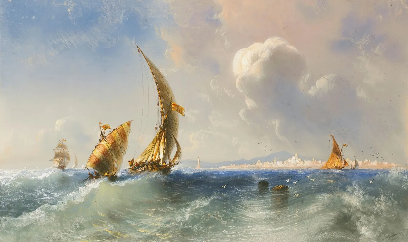 High Seas Near Alicante by Carlo Bossoli - Canvas Print