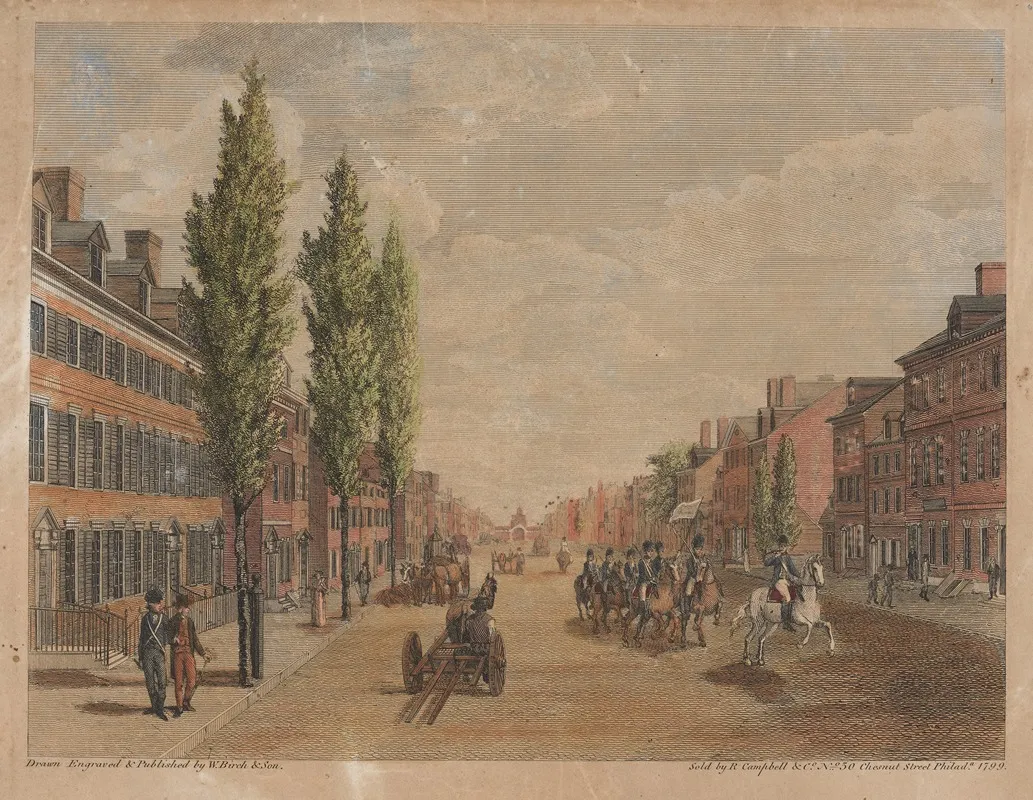 High Street From Ninth Street Philadelphia by William Russell Birch - Canvas Print
