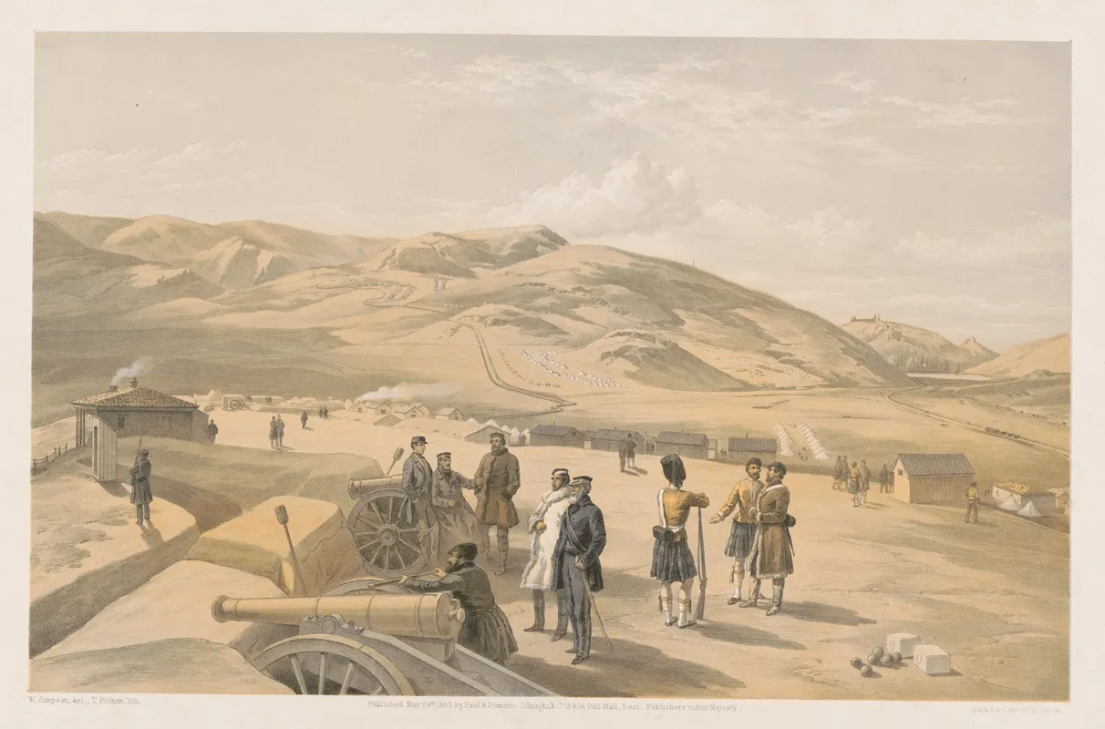 Highland Brigade Camp Looking South by William Simpson - Canvas Print