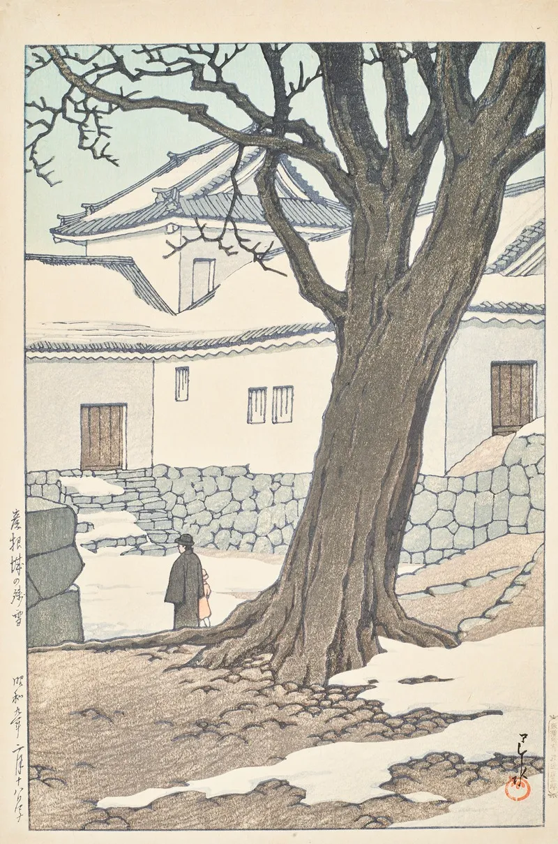 Hikonejo No Zansetsu Lingering Snow At Hikone Castle