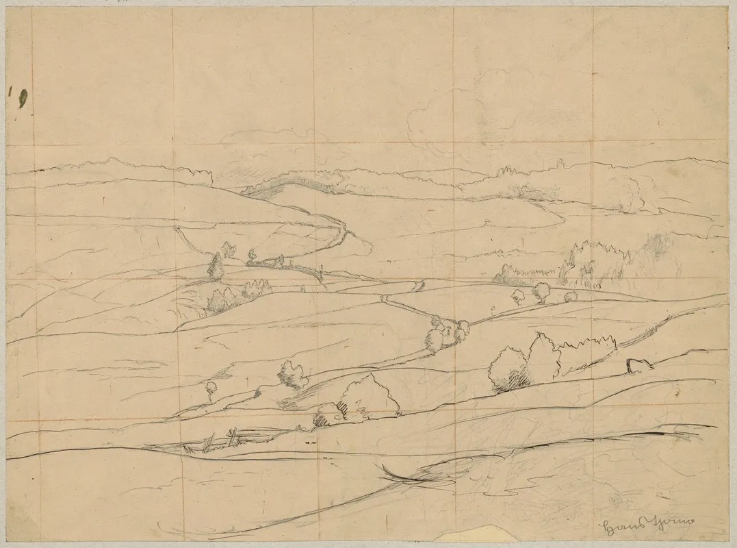 Hilly Landscape With A Road And Trees