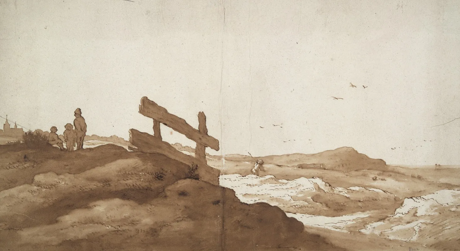 Hilly Landscape With Figures by Jan de Bisschop - Canvas Print
