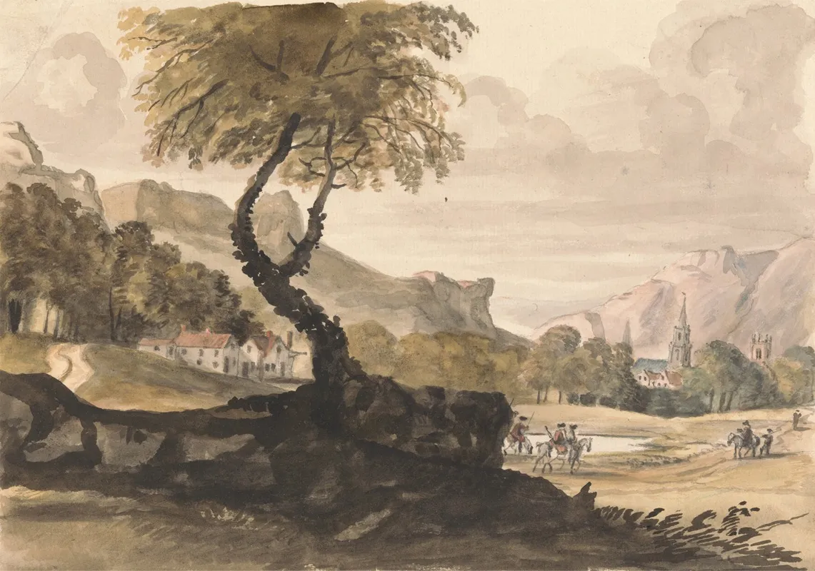 Hilly Scene With Village And Horseman by Peter Tillemans - Canvas Print