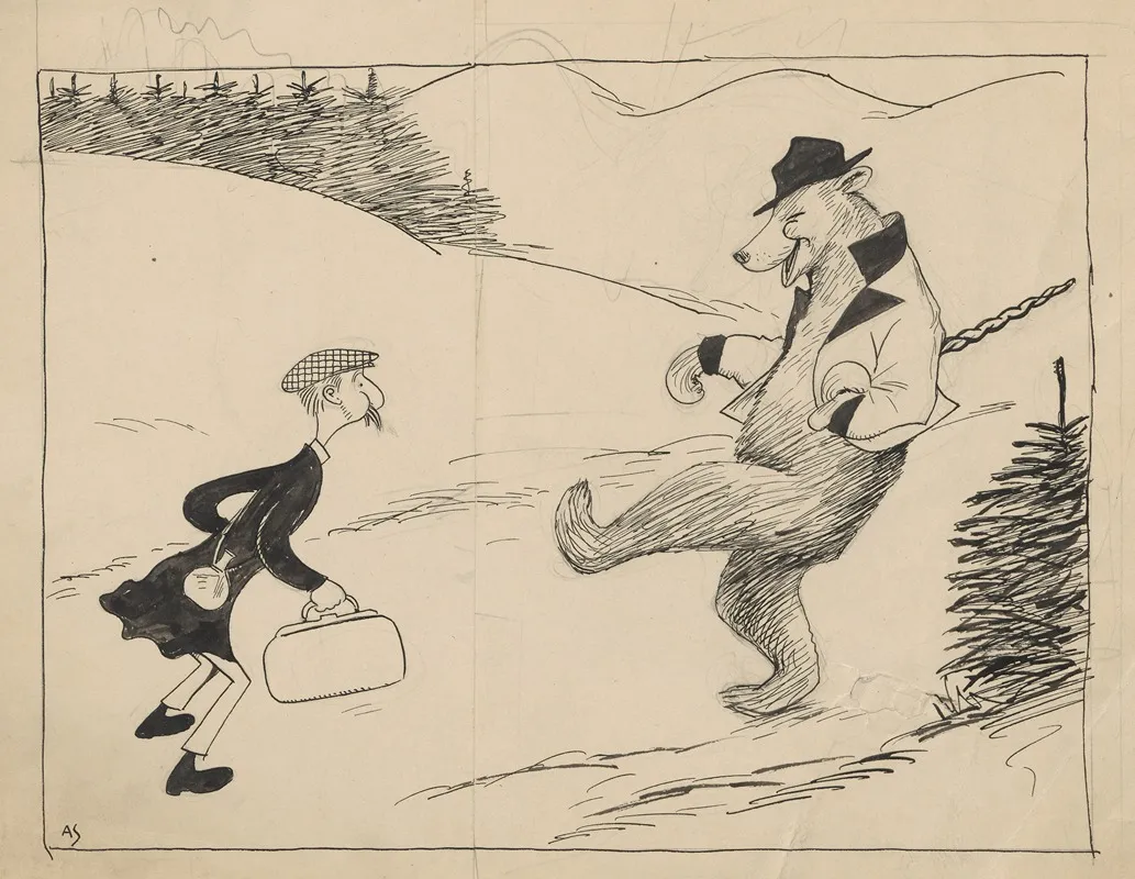 Hindhede On A Walk In Norway Encounters A Bear Wearing A Jacket And Hat
