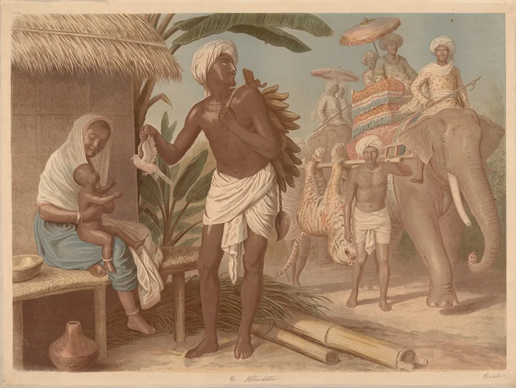 Hindu Family by Adolf Lehmann - Canvas Print