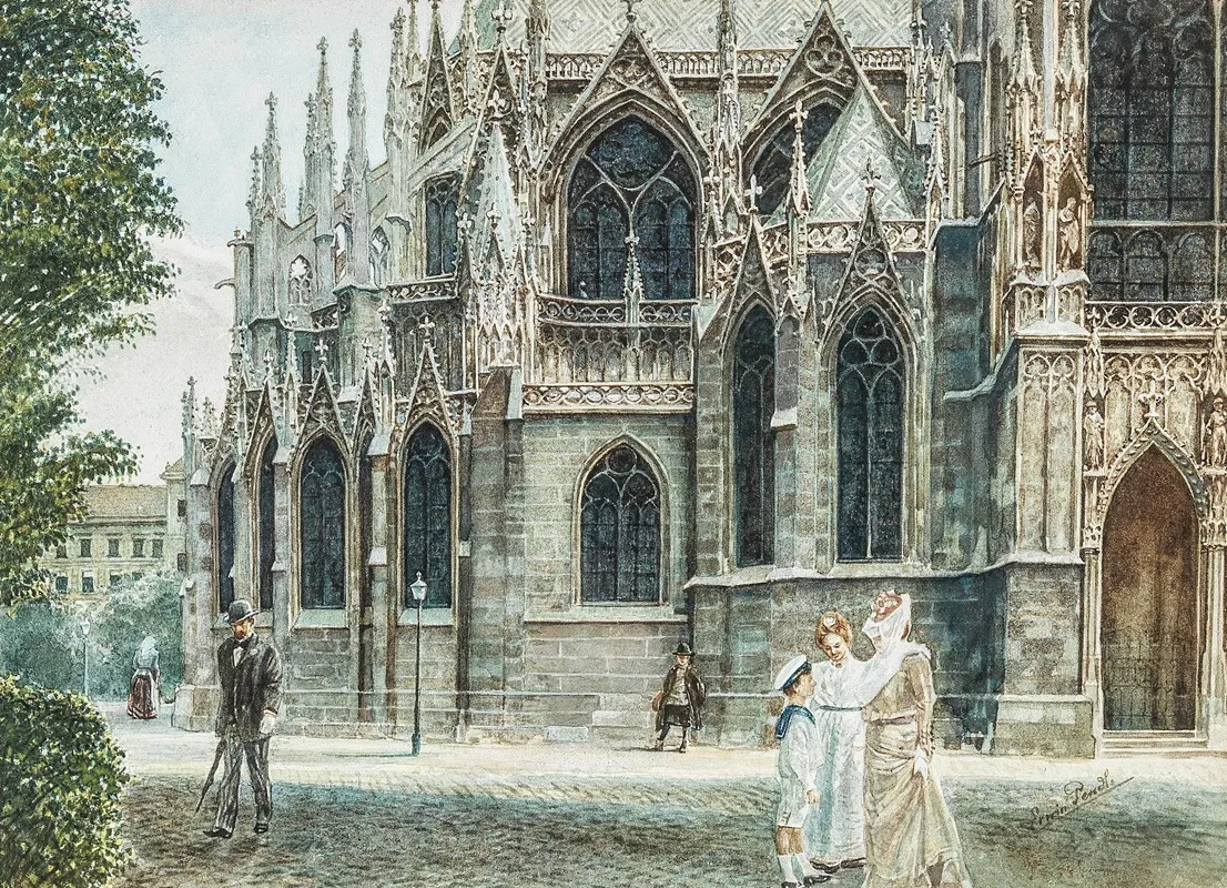 Hinter Der Votivkirche by Erwin Pendl - Canvas Print