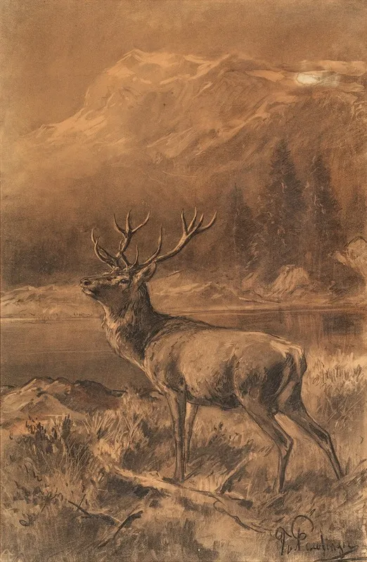 Hirsch Vor Gebirgslandschaft