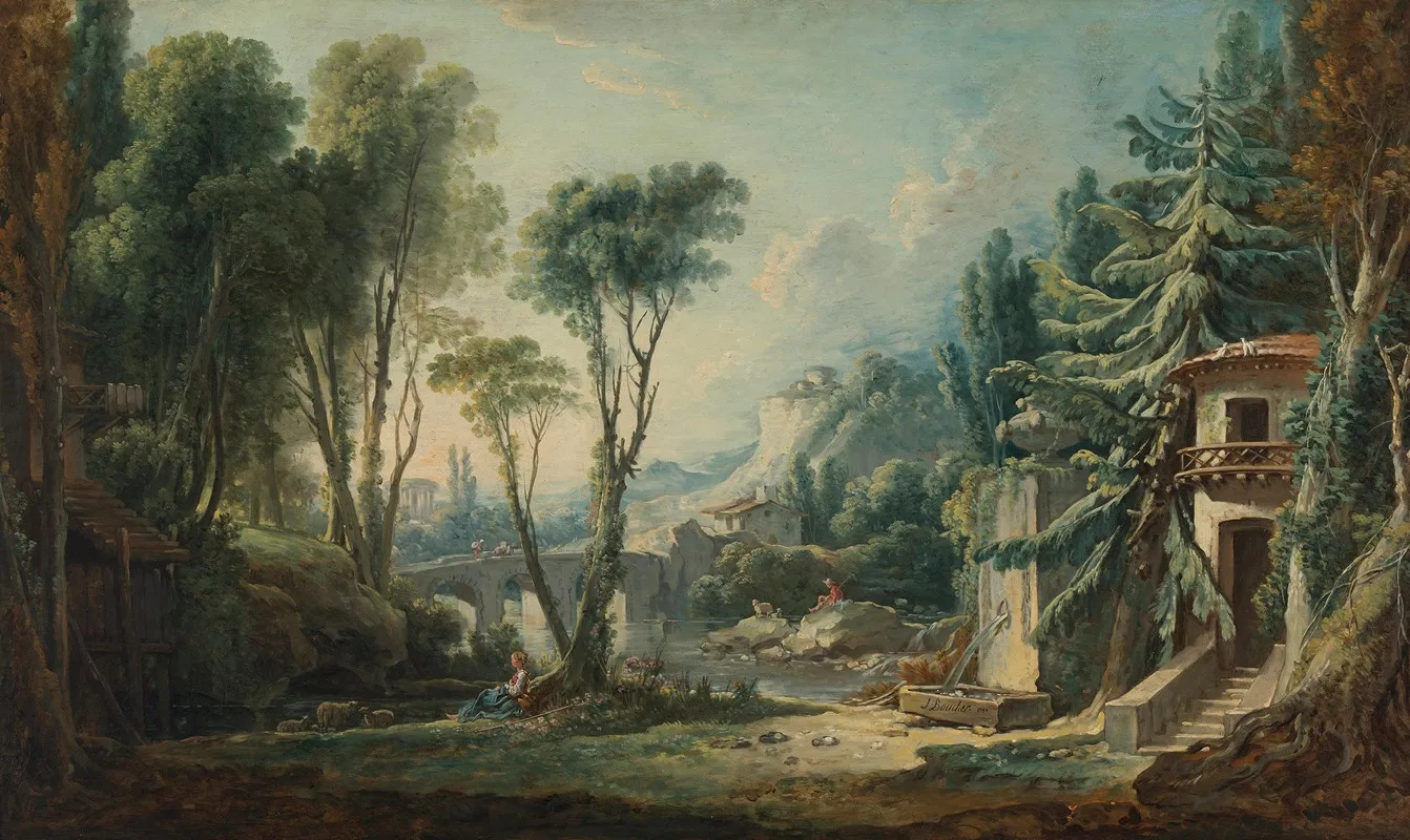Hirtenlandschaft Mit Fluss