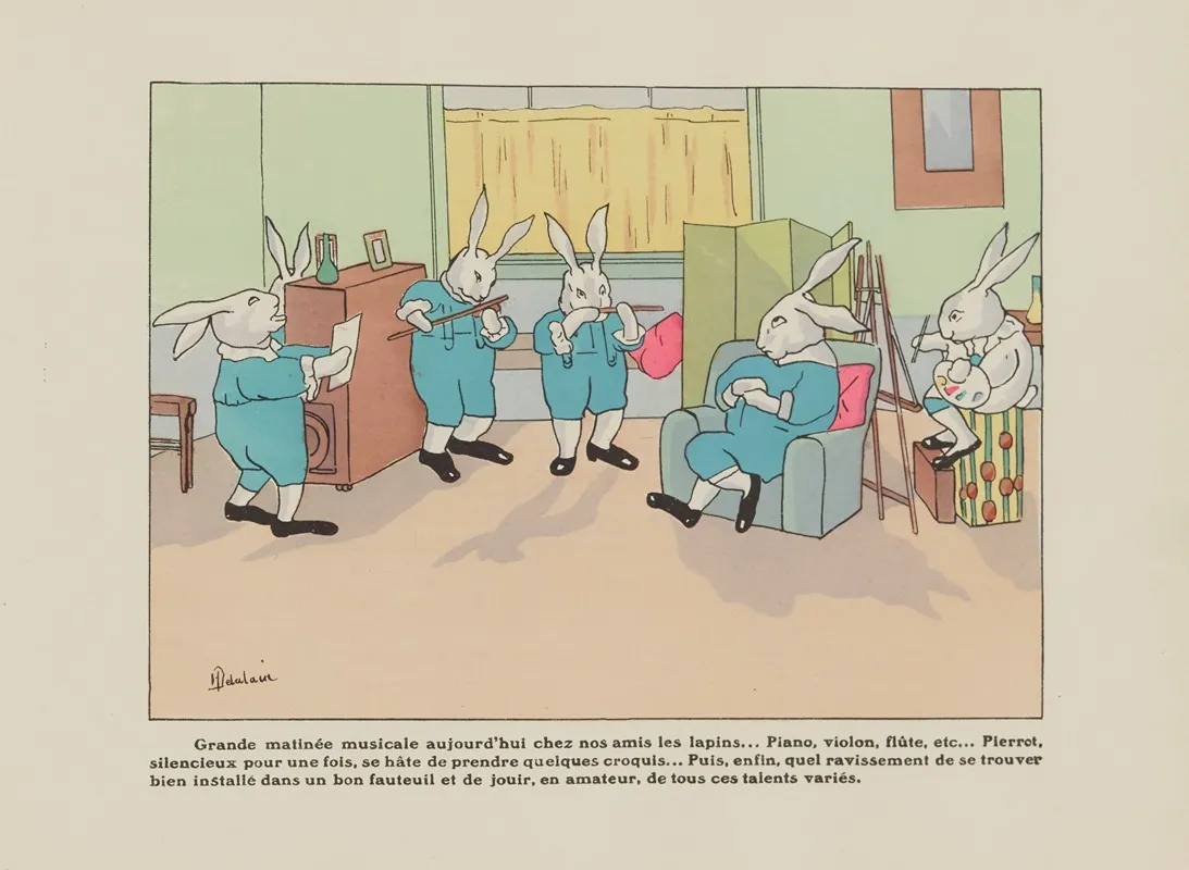 Histoire De Six Petits Lapins Pl 12 by Henriette Delalain - Canvas Print