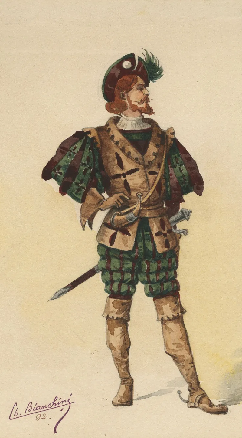 Historical Costumes Pl 32 by Charles Bianchini - Canvas Print