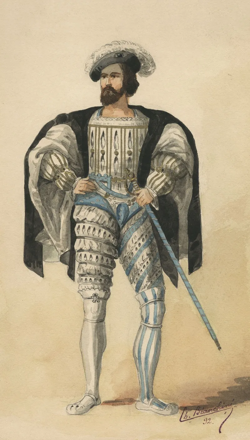 Historical Costumes Pl 34 by Charles Bianchini - Canvas Print