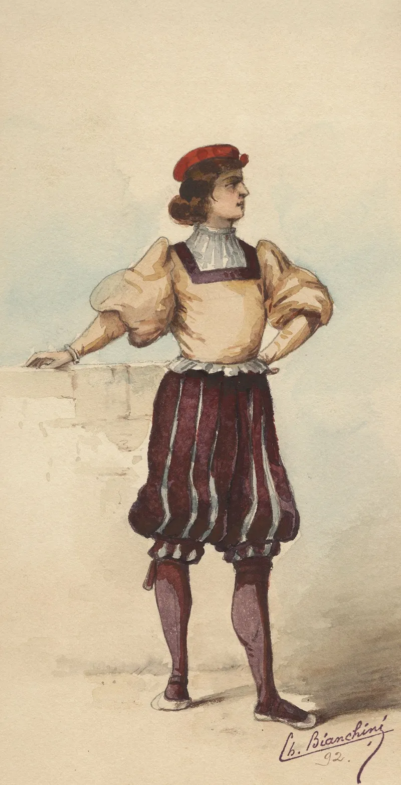 Historical Costumes Pl 36 by Charles Bianchini - Canvas Print