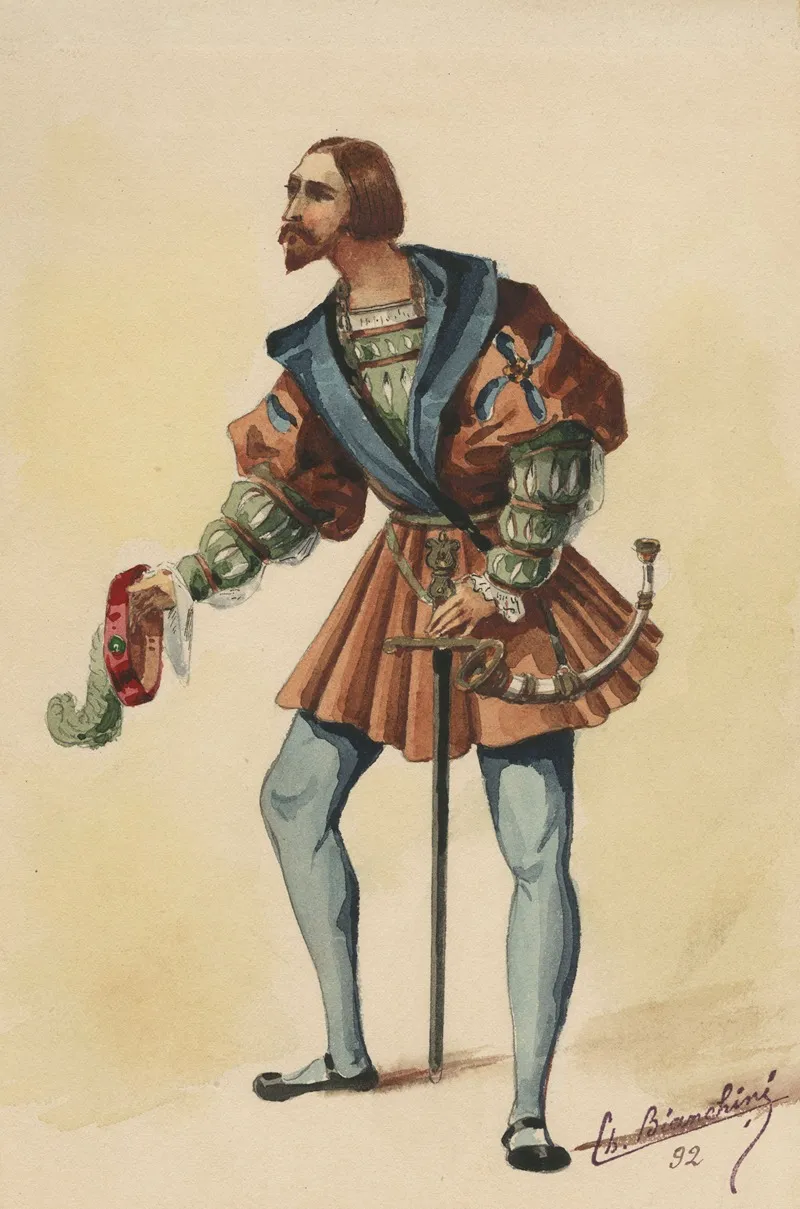 Historical Costumes Pl 37 by Charles Bianchini - Canvas Print