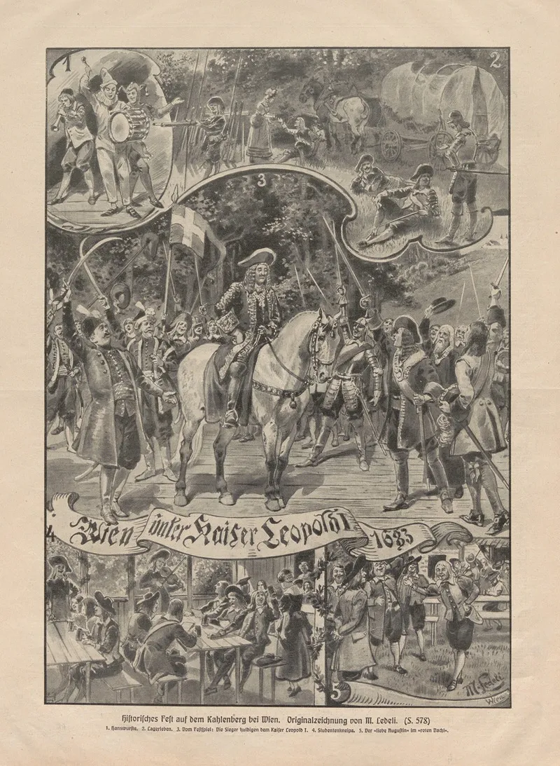 Historisches Fest Auf Dem Kahlenberg by Moritz Ledeli - Canvas Print