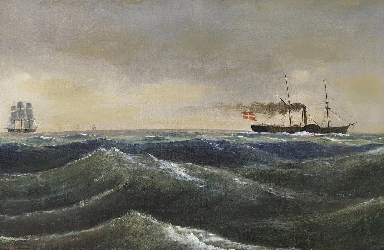 Hjuldamperen Christian D Viii by Anton Melbye - Canvas Print