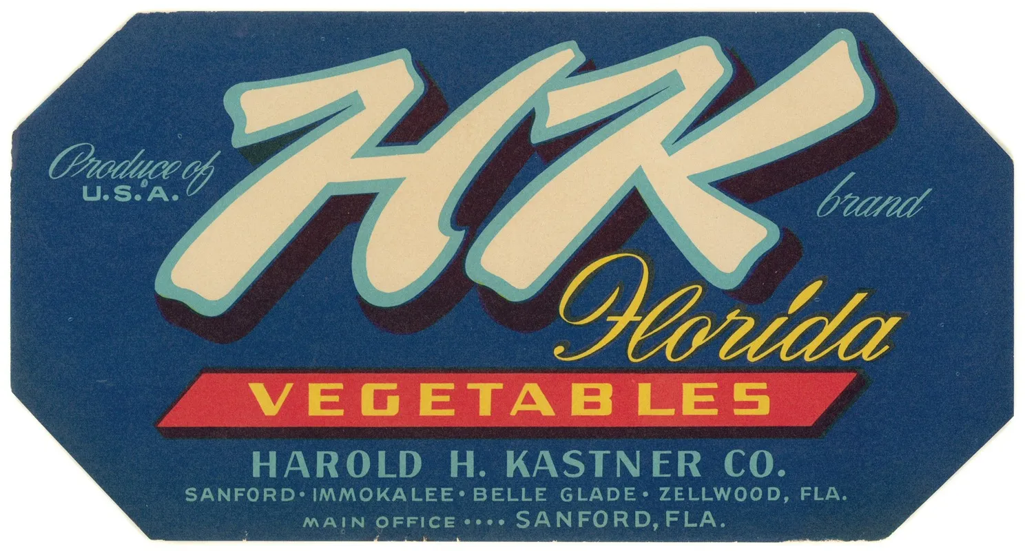 Hk Brand Florida Vegetables Label