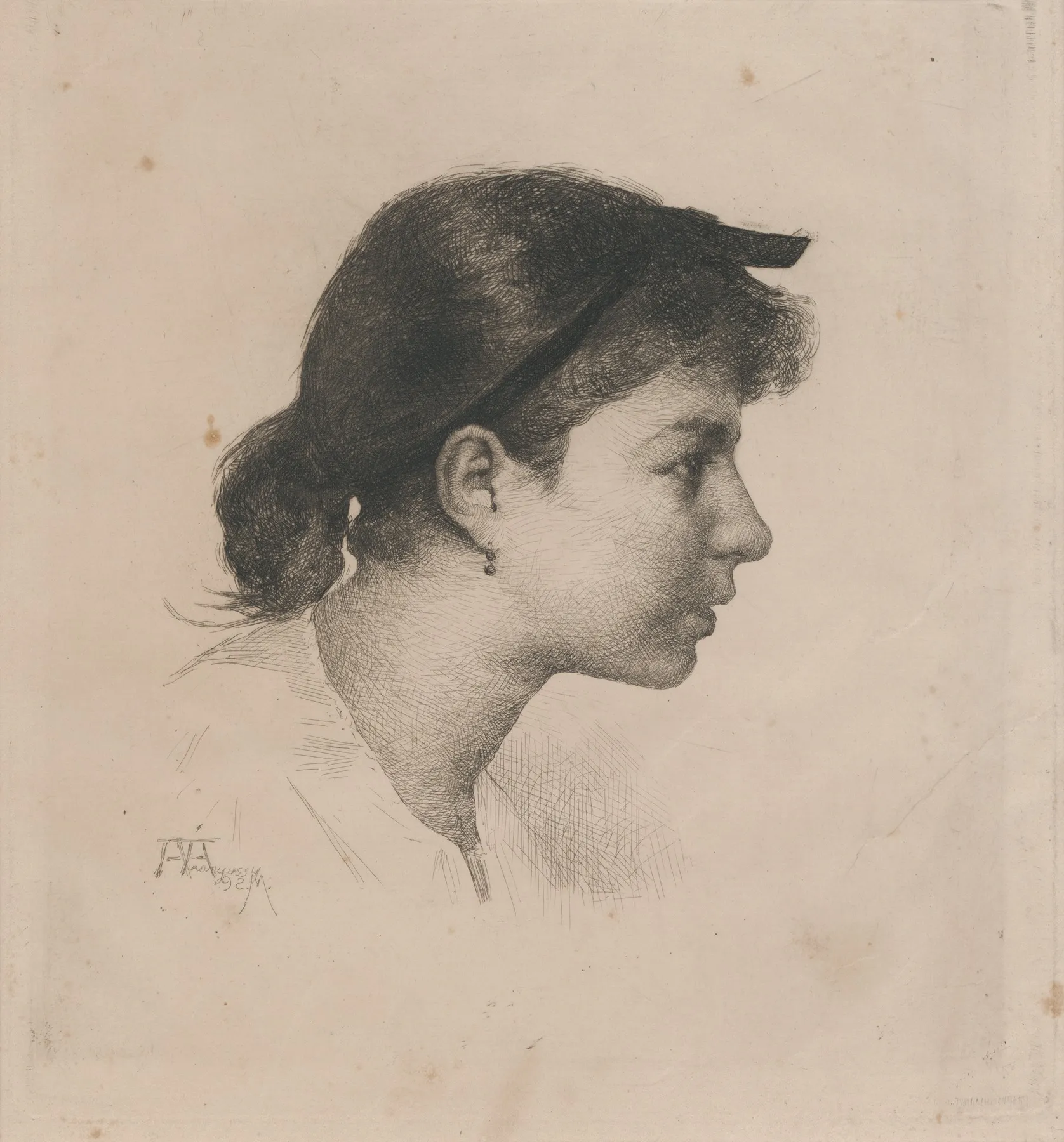 Hlava Dievcata 4 by Ákos Aranyossy - Canvas Print