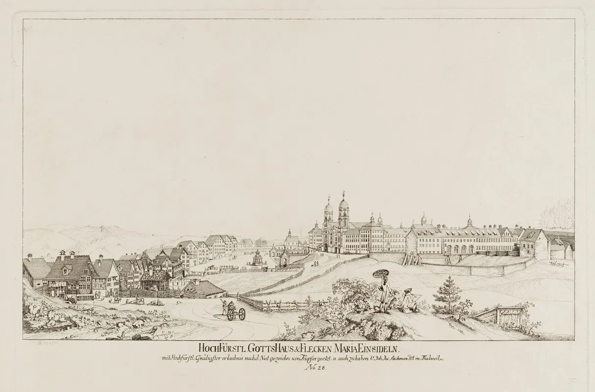 Hochfurstl Gottshaus Flecken Maria Einsideln 2 by Johann Jakob Aschmann - Canvas Print