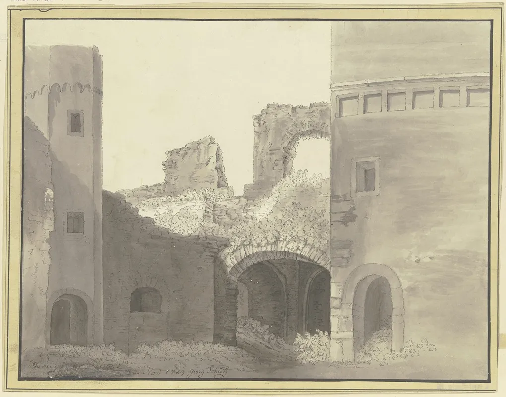 Hof Einer Burgruine Mit Blick In Ein Gewolbe