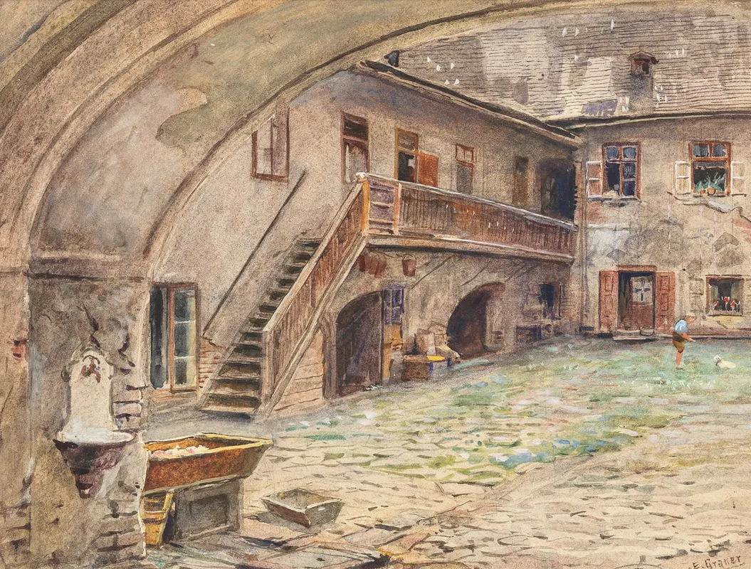 Hof In Der Kahlenbergerstrase by Ernst Graner - Canvas Print