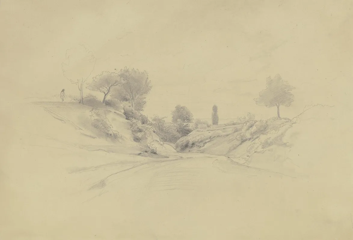 Hohlweg Auf Eine Ortschaft Zufuhrend by Jakob Becker - Canvas Print