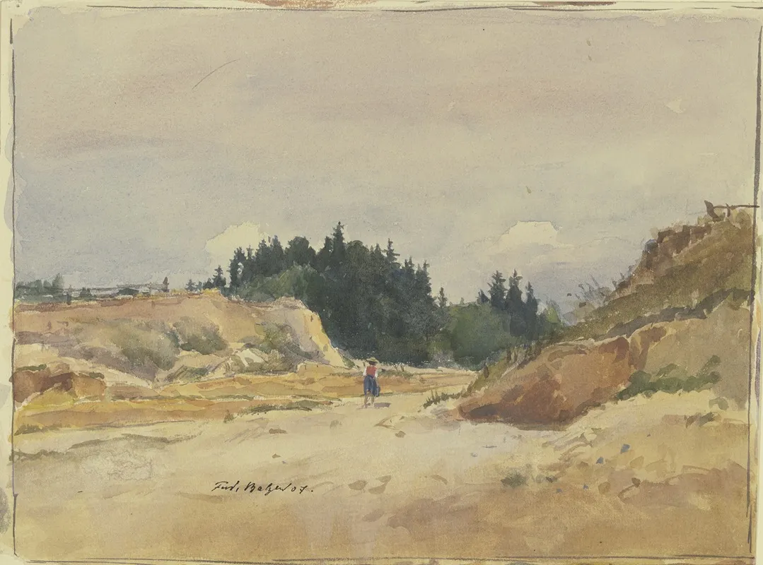 Hohlweg Mit Sandigem Boden Auf Welchem Ein Kleines Madchen Schreitet by Ferdinand Balzer - Canvas Print