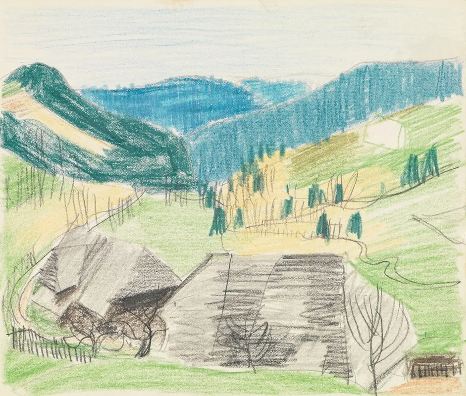 Holl Sommerlandschaft Mit Zwei Schwarzwaldhausern Vorn