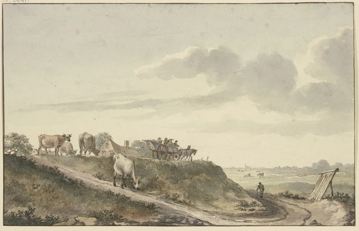 Hollandische Landschaft Mit Rinderherde Und Fuhrkarren