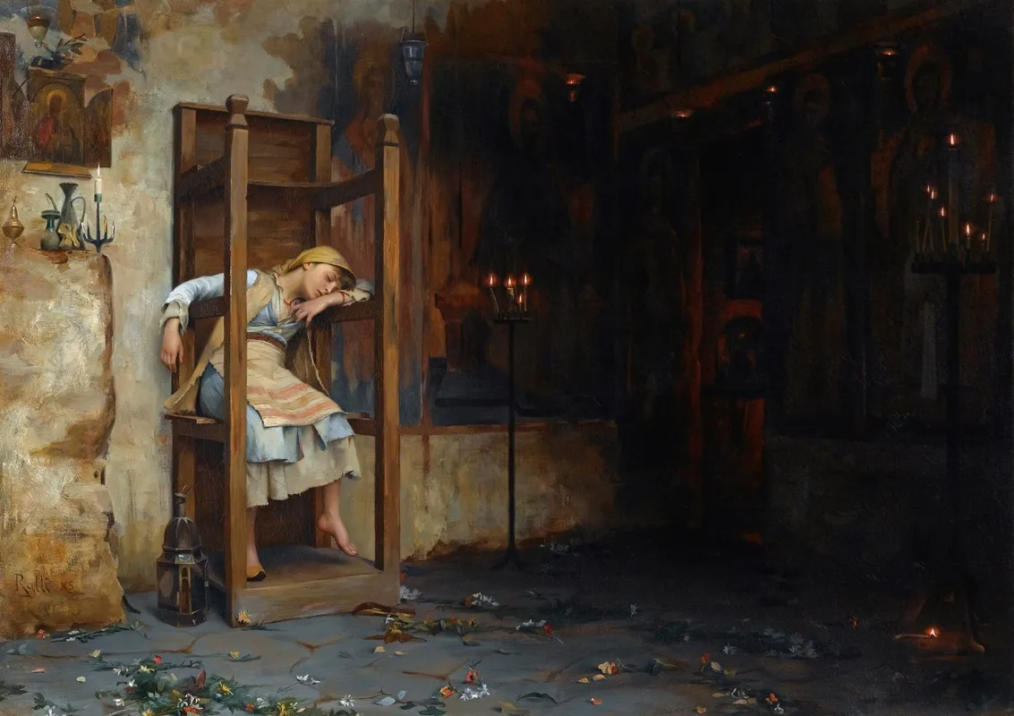 Holy Friday La Vestale Chretienne by Theodoros Ralli - Canvas Print