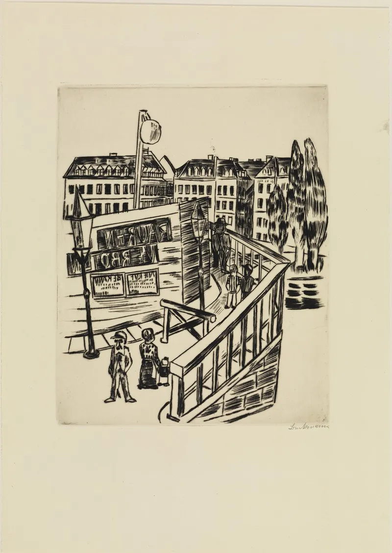 Holzbrucke Vorstadtstrase by Max Beckmann - Canvas Print