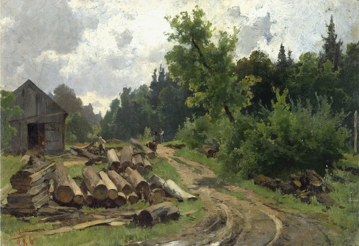 Holzlagerplatz by Carl Bolze - Canvas Print