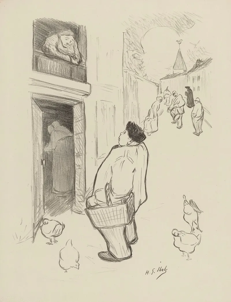 Homme Dans La Rue Parlant Avec Une Femme A Son Balcon 2 by Henri-Gabriel Ibels - Canvas Print