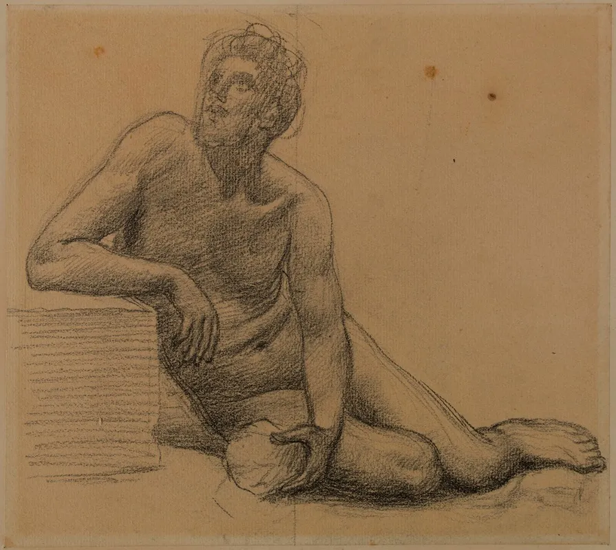 Homme Nu Assis Par Terre
