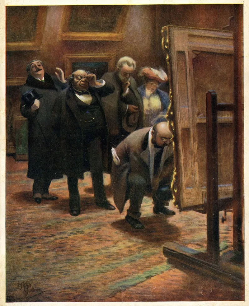 Hommes Examinant Un Tableau by Albert Guillaume - Canvas Print