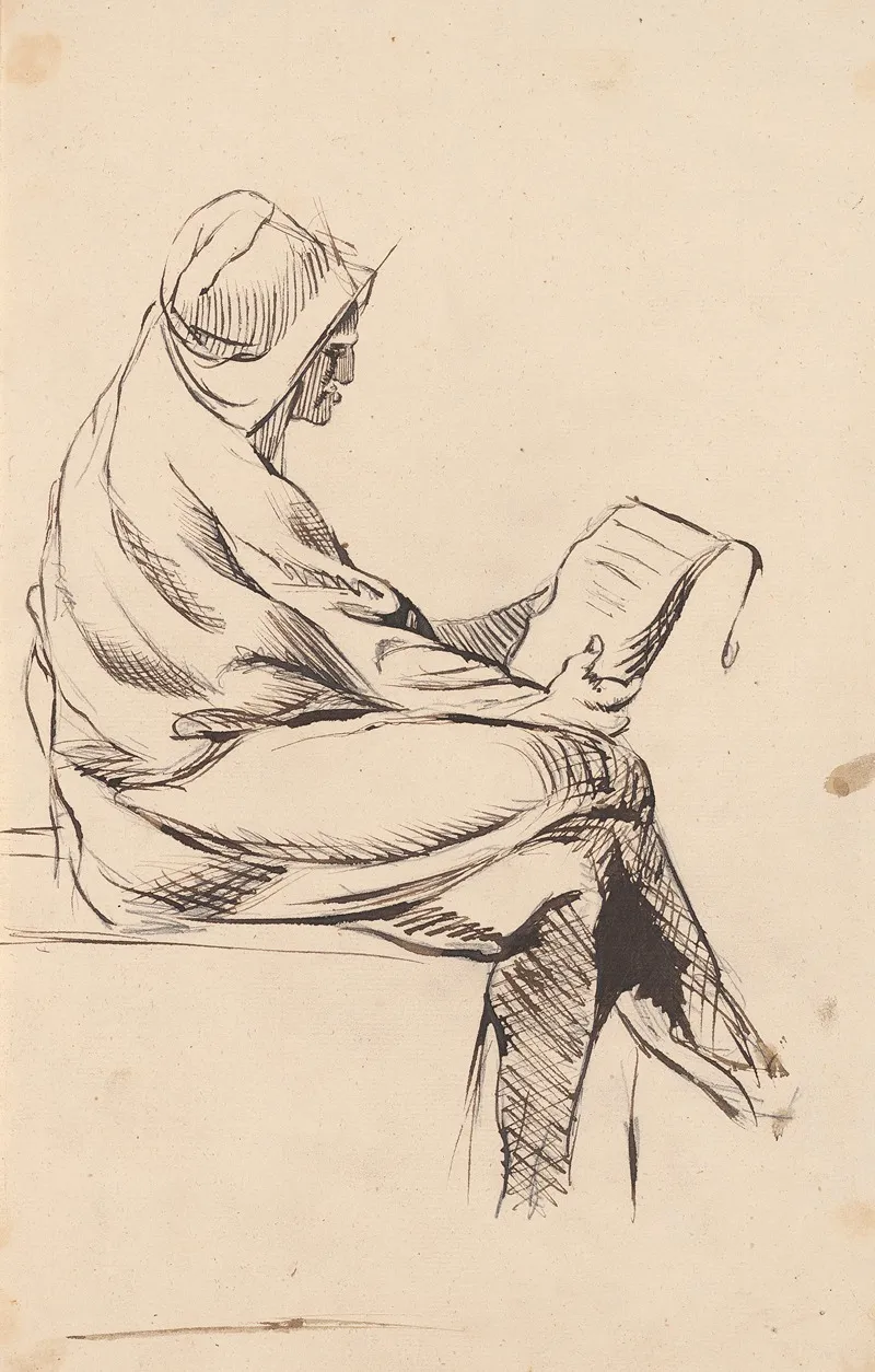 Hooded Man Reading