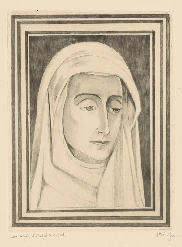 Hoofd Van Een Vrouw 5 by Lodewijk Schelfhout - Canvas Print