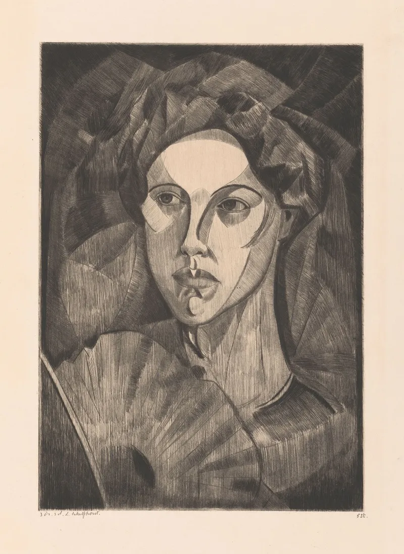 Hoofd Van Een Vrouw 7 by Lodewijk Schelfhout - Canvas Print
