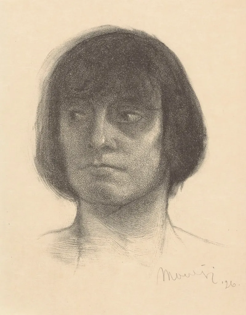 Hoofd Van Een Vrouw Met Halflang Haar by Simon Moulijn - Canvas Print