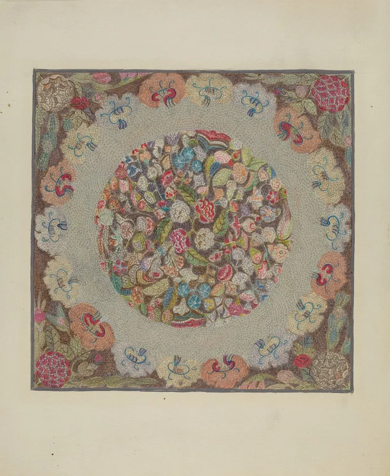 Hooked Rug 7 by Elizabeth Valentine - Canvas Print
