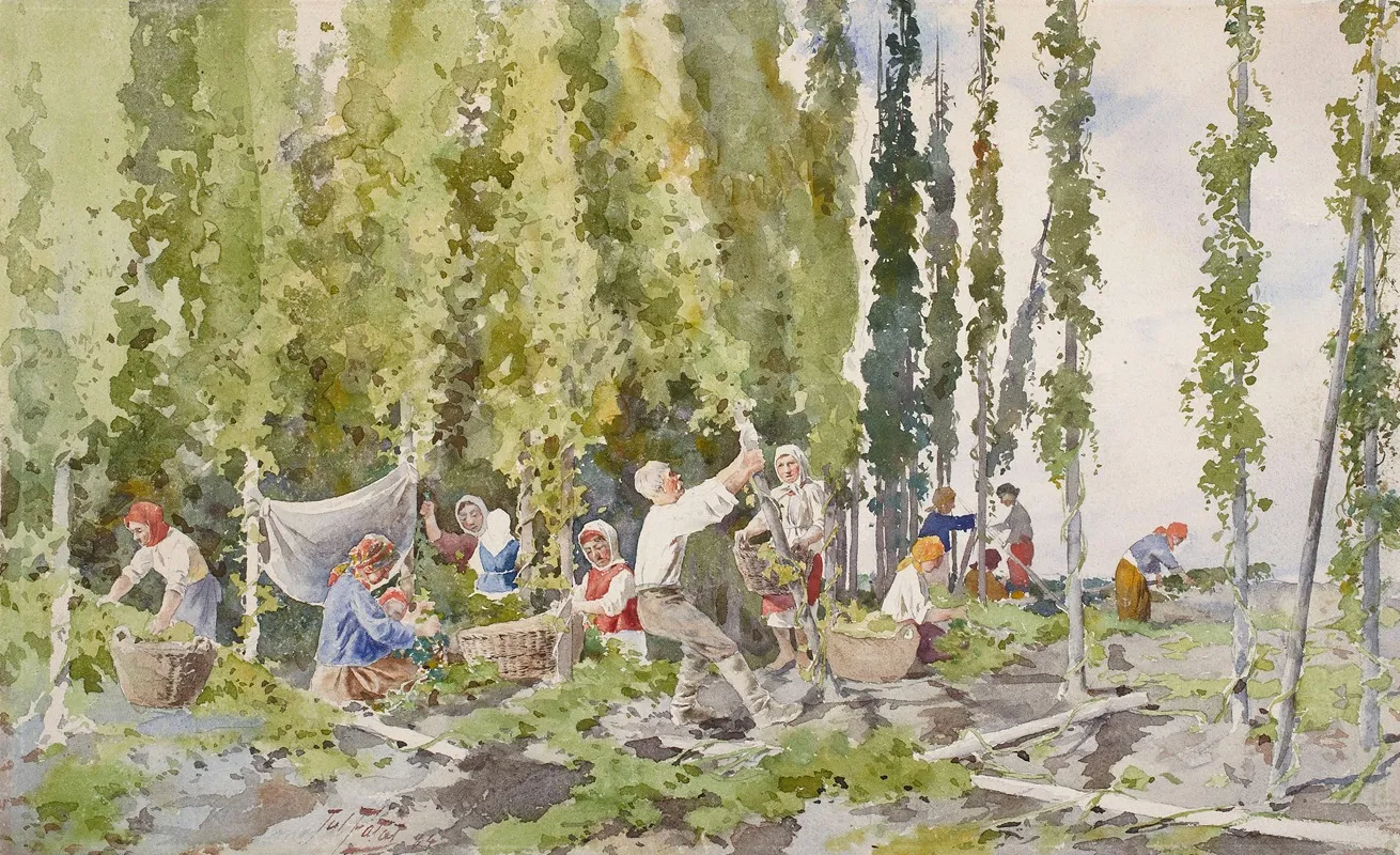 Hop Picking 2 by Julian Falat - Canvas Print