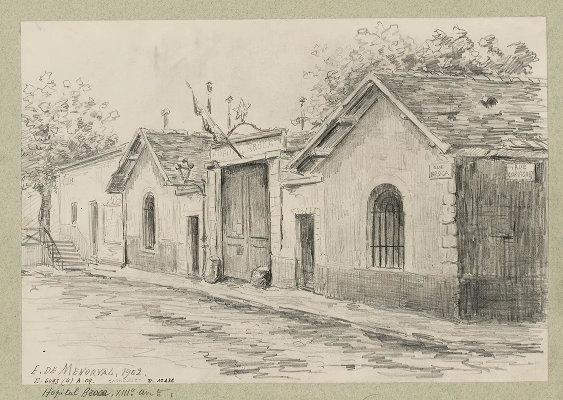 Hopital Broca Rue Broca by Eugène de Ménorval - Canvas Print