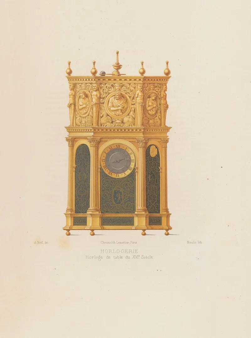 Horloge De Table Du Xvie Siecle by Joseph Rose Lemercier - Canvas Print