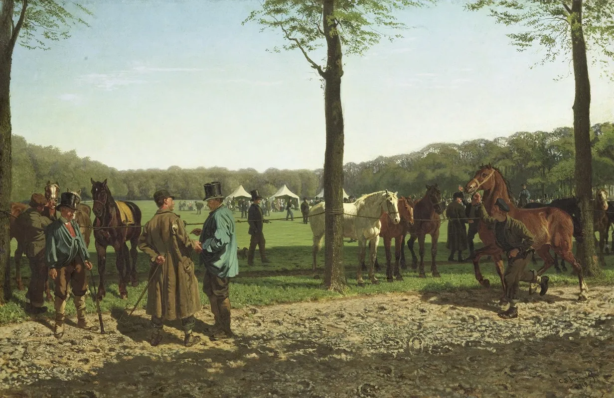 Horse Fair On The Maliebaan At The Hague by Cornelis Albertus Johannes Schermer - Canvas Print