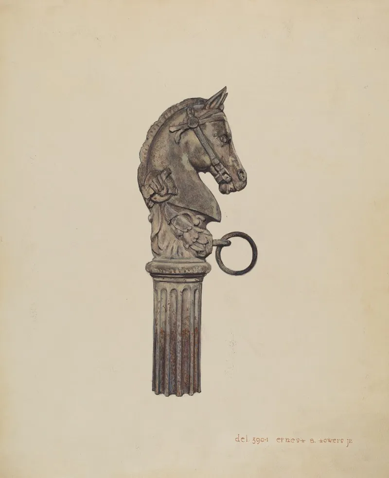 Horse Head Hitching Post 4 by Ernest A. Towers, Jr. - Canvas Print