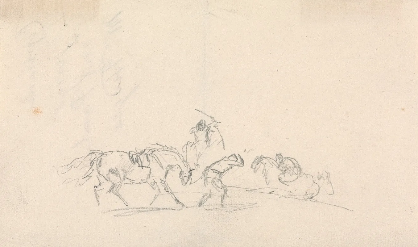 Horse Led By A Man Being Attached By Another Man