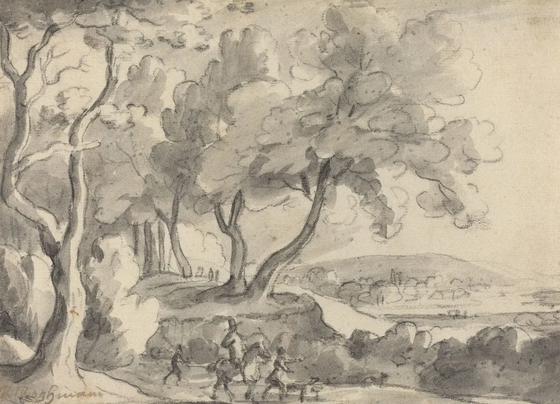 Horseman And Attendants At The Edge Of A Wood by Roelant Roghman - Canvas Print