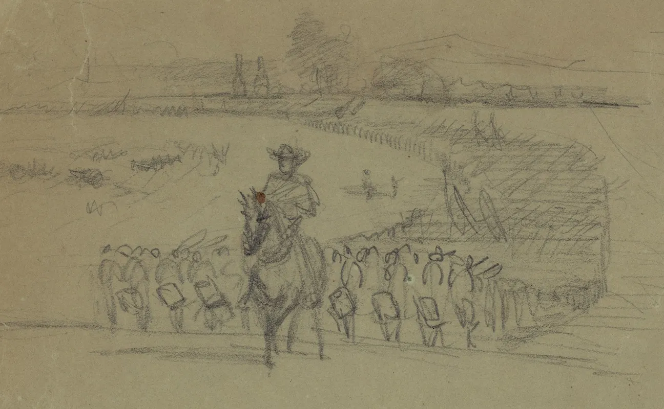 Horseman At The Head Of A Column Of Infantry